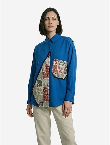 Camicia abbottonata in misto lino con stampa geometrica my fashion