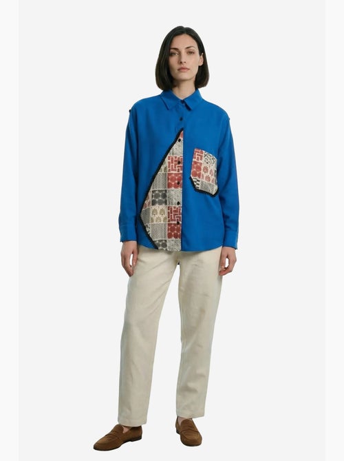 Camicia abbottonata in misto lino con stampa geometrica my fashion - Kiabi Camicia abbottonata in misto lino con stampa geometrica my fashion - Kiabi