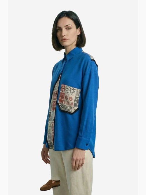Camicia abbottonata in misto lino con stampa geometrica my fashion - Kiabi
