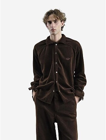 Camicia abbottonata in tessuto plush testurizzato giesto