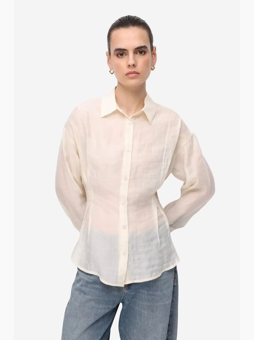 Camicia abbottonata testurizzata aderente mixray - Kiabi Camicia abbottonata testurizzata aderente mixray - Kiabi