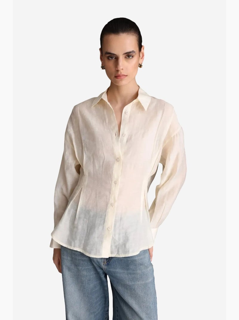 Camicia abbottonata testurizzata aderente mixray Beige - Kiabi