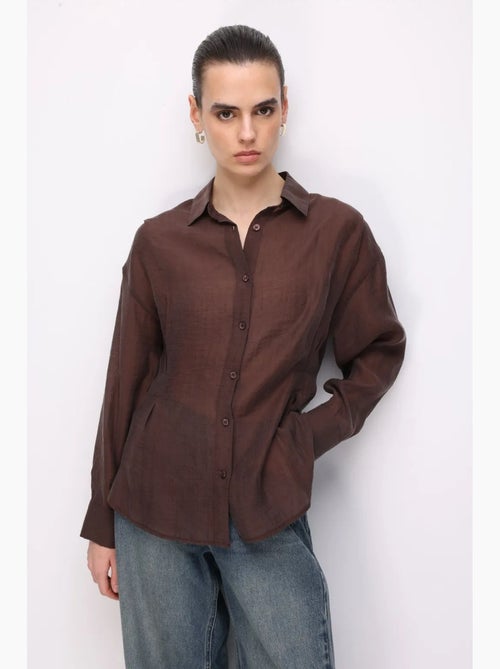 Camicia abbottonata testurizzata aderente mixray - Kiabi Camicia abbottonata testurizzata aderente mixray - Kiabi