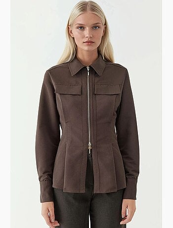 Camicia aderente a maniche lunghe con dettaglio zip hiccup