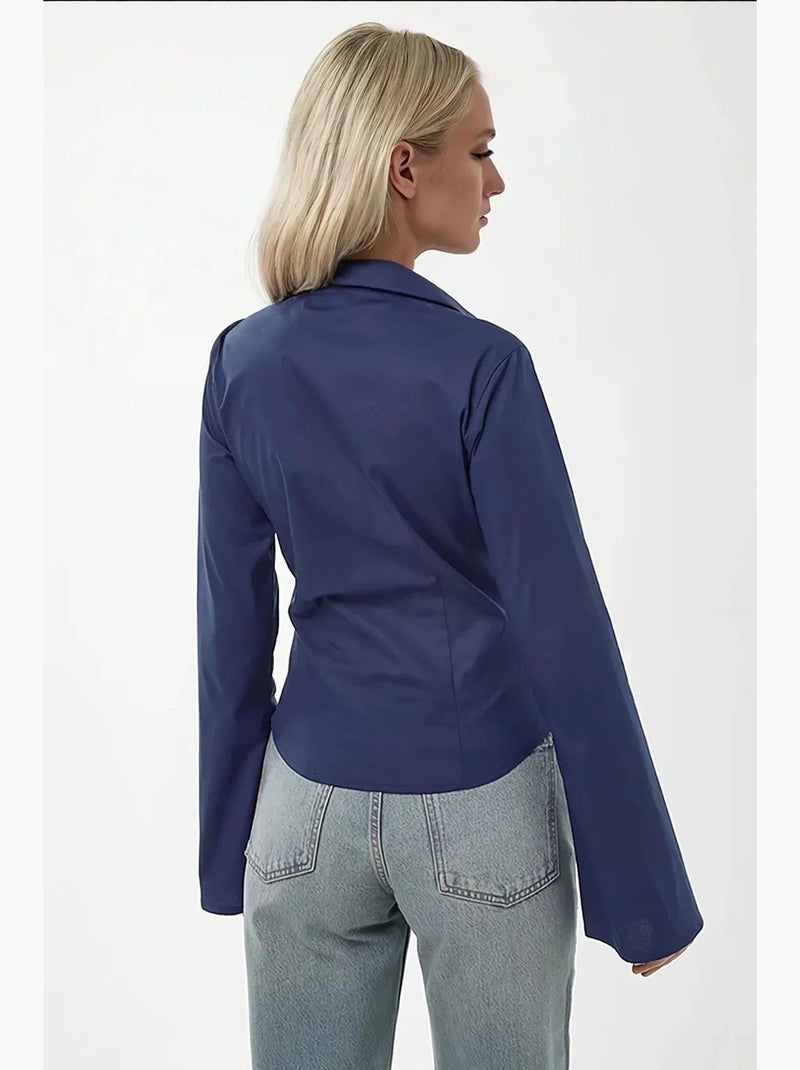 Camicia aderente a maniche lunghe hiccup Blu marino - Kiabi