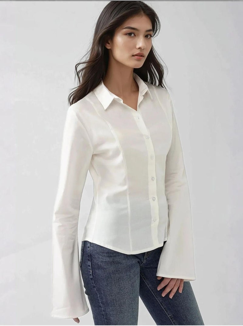 Camicia aderente a maniche lunghe hiccup Crema - Kiabi
