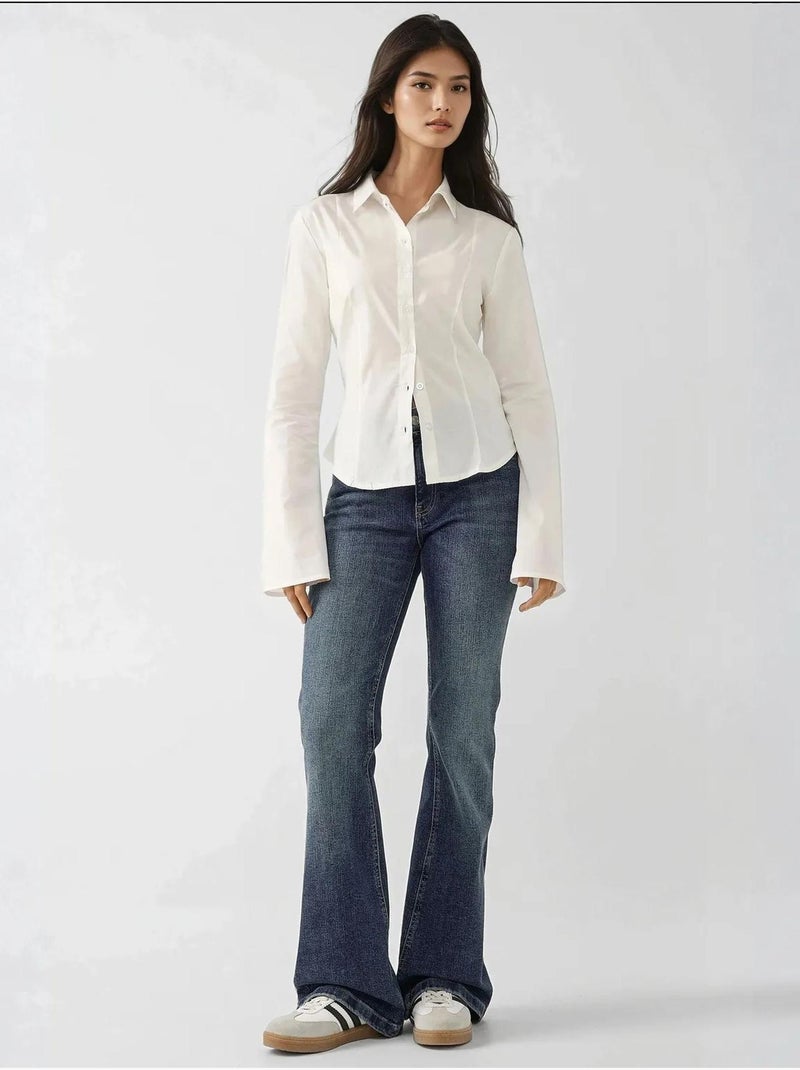 Camicia aderente a maniche lunghe hiccup Crema - Kiabi