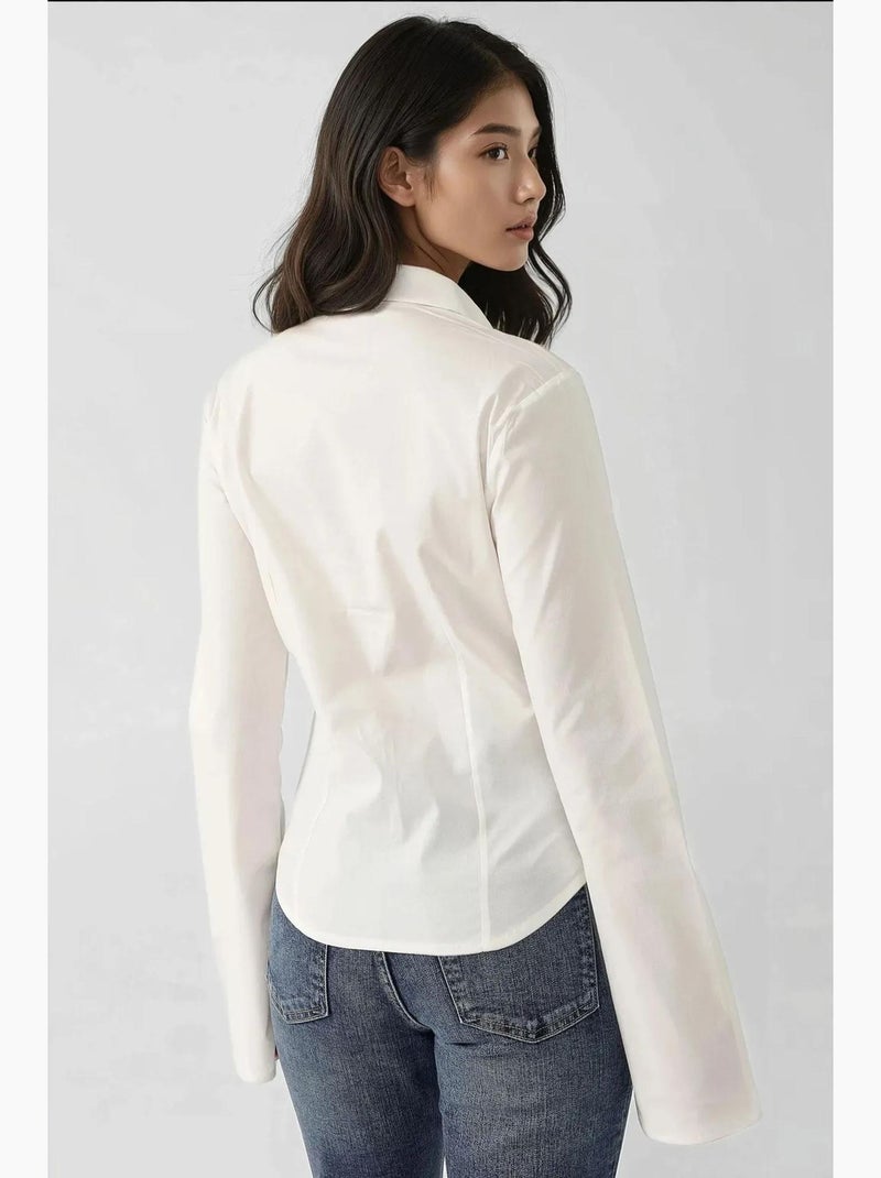 Camicia aderente a maniche lunghe hiccup Crema - Kiabi