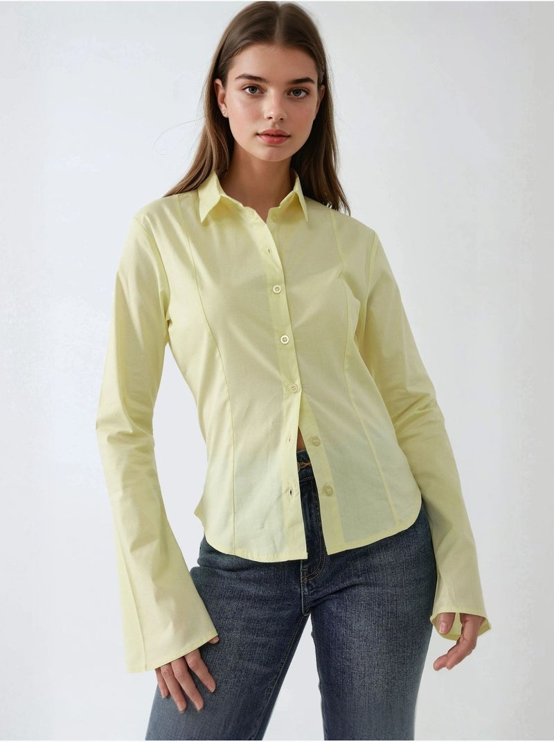 Camicia aderente a maniche lunghe hiccup Giallo limone - Kiabi