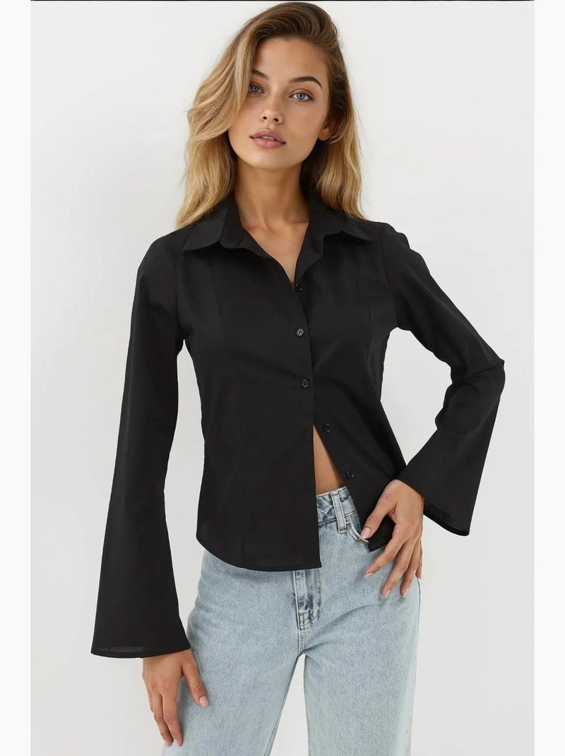 Camicia aderente a maniche lunghe hiccup Nero - Kiabi