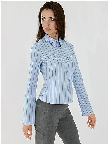 Camicia aderente a righe con bottoni hiccup