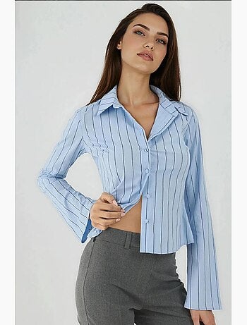 Camicia aderente a righe con bottoni hiccup