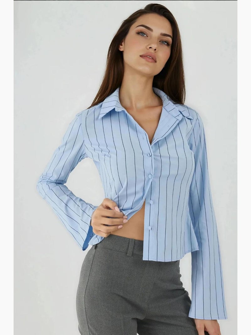 Camicia aderente a righe con bottoni hiccup Blu cielo - Kiabi