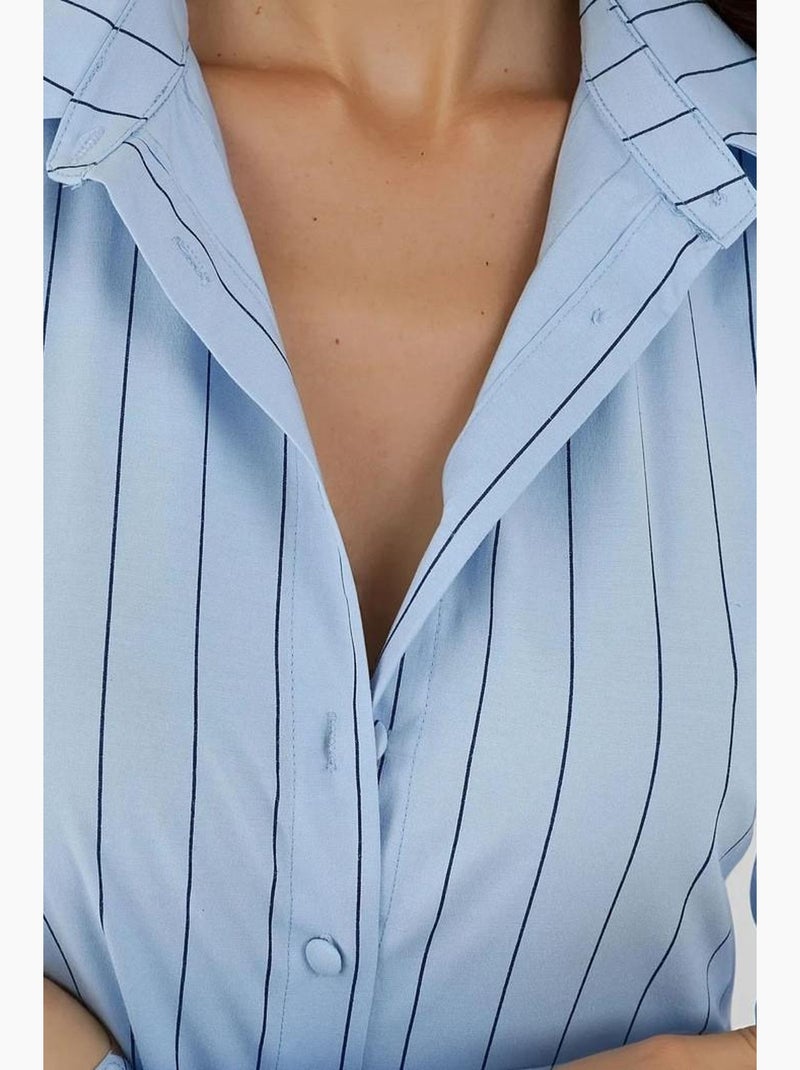 Camicia aderente a righe con bottoni hiccup Blu cielo - Kiabi