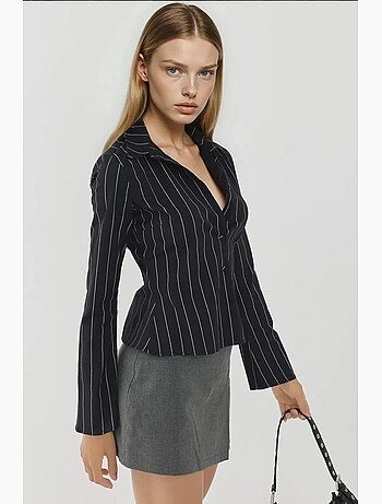 Camicia aderente a righe con bottoni hiccup
