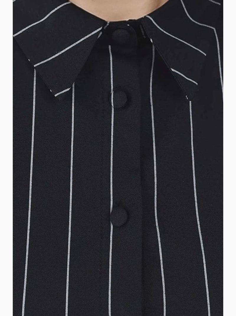 Camicia aderente a righe con bottoni hiccup Nero - Kiabi