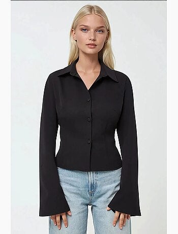 Camicia aderente in cotone a maniche lunghe hiccup