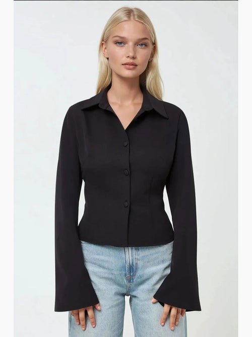 Camicia aderente in cotone a maniche lunghe hiccup - Kiabi Camicia aderente in cotone a maniche lunghe hiccup - Kiabi