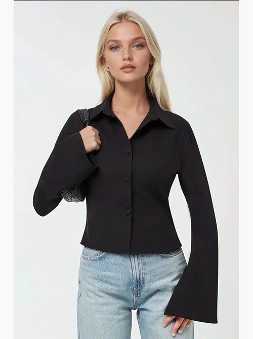 Camicia aderente in cotone a maniche lunghe hiccup - Kiabi Camicia aderente in cotone a maniche lunghe hiccup - Kiabi