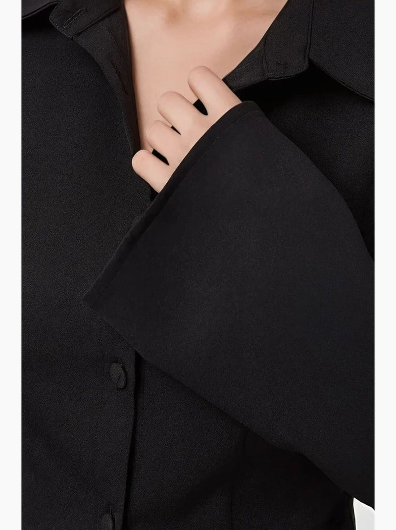 Camicia aderente in cotone a maniche lunghe hiccup Nero - Kiabi