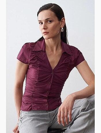 Camicia aderente in popeline di cotone con bottoni dilvin