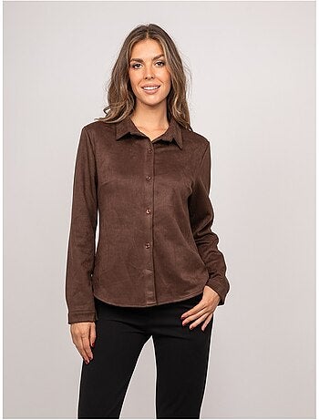 Camicia aderente in scamosciato ologane