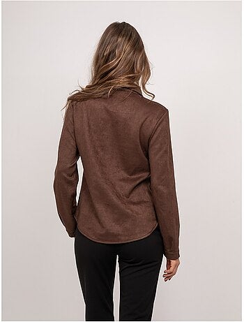 Camicia aderente in scamosciato ologane