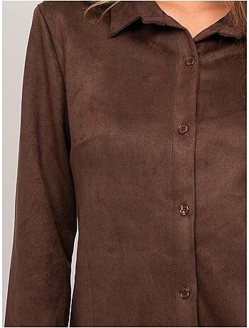 Camicia aderente in scamosciato ologane