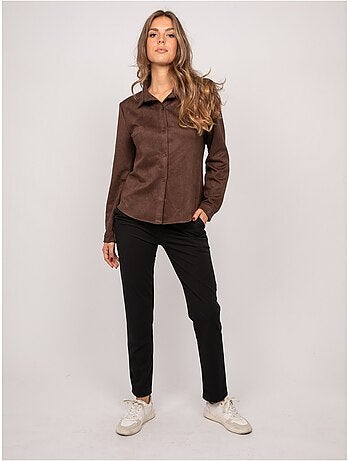 Camicia aderente in scamosciato ologane