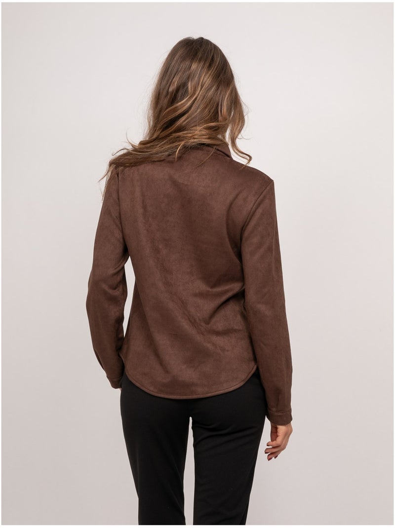 Camicia aderente in scamosciato ologane Marrone - Kiabi