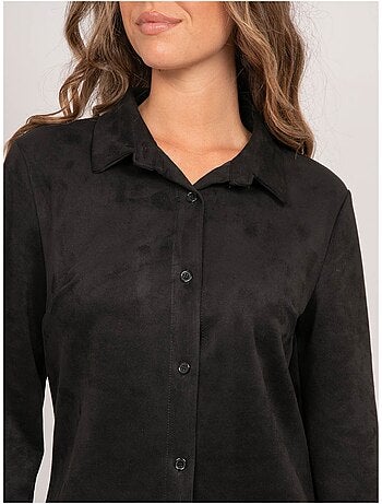 Camicia aderente in scamosciato ologane