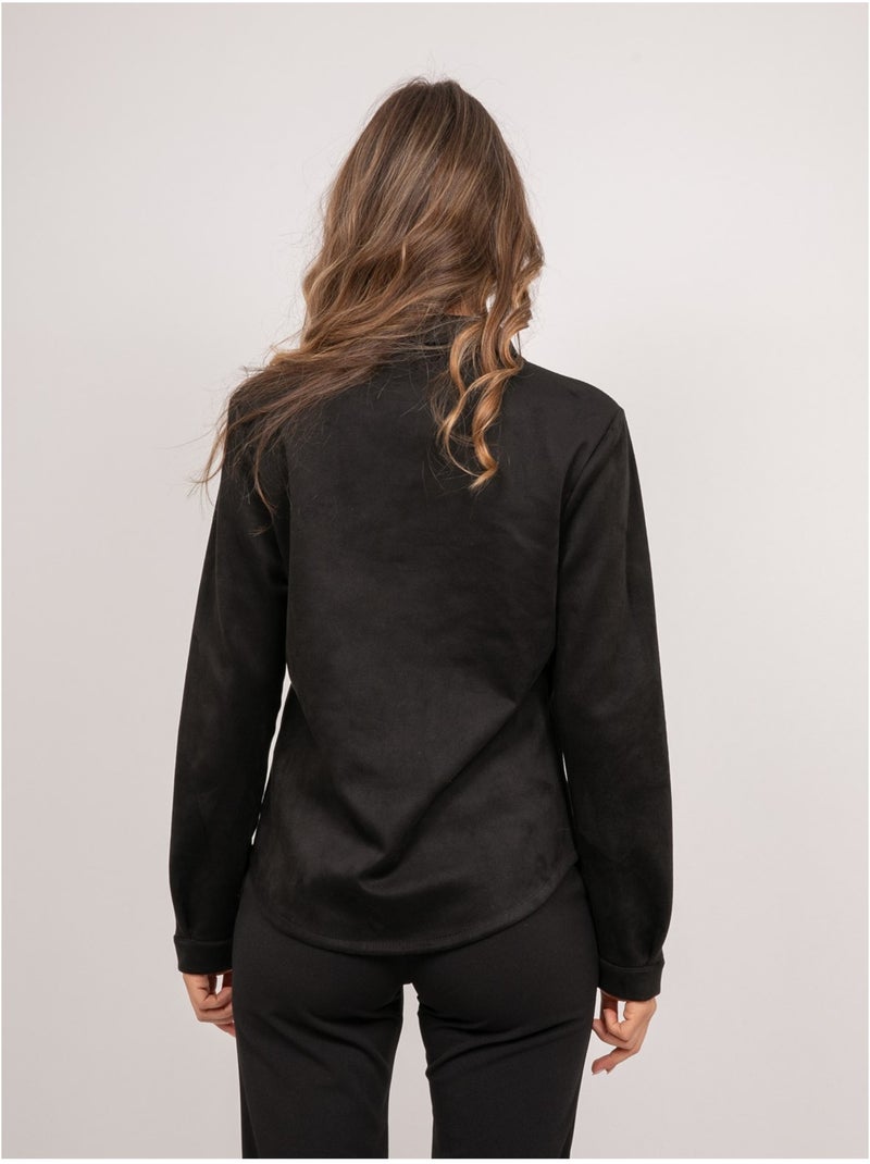 Camicia aderente in scamosciato ologane Nero - Kiabi