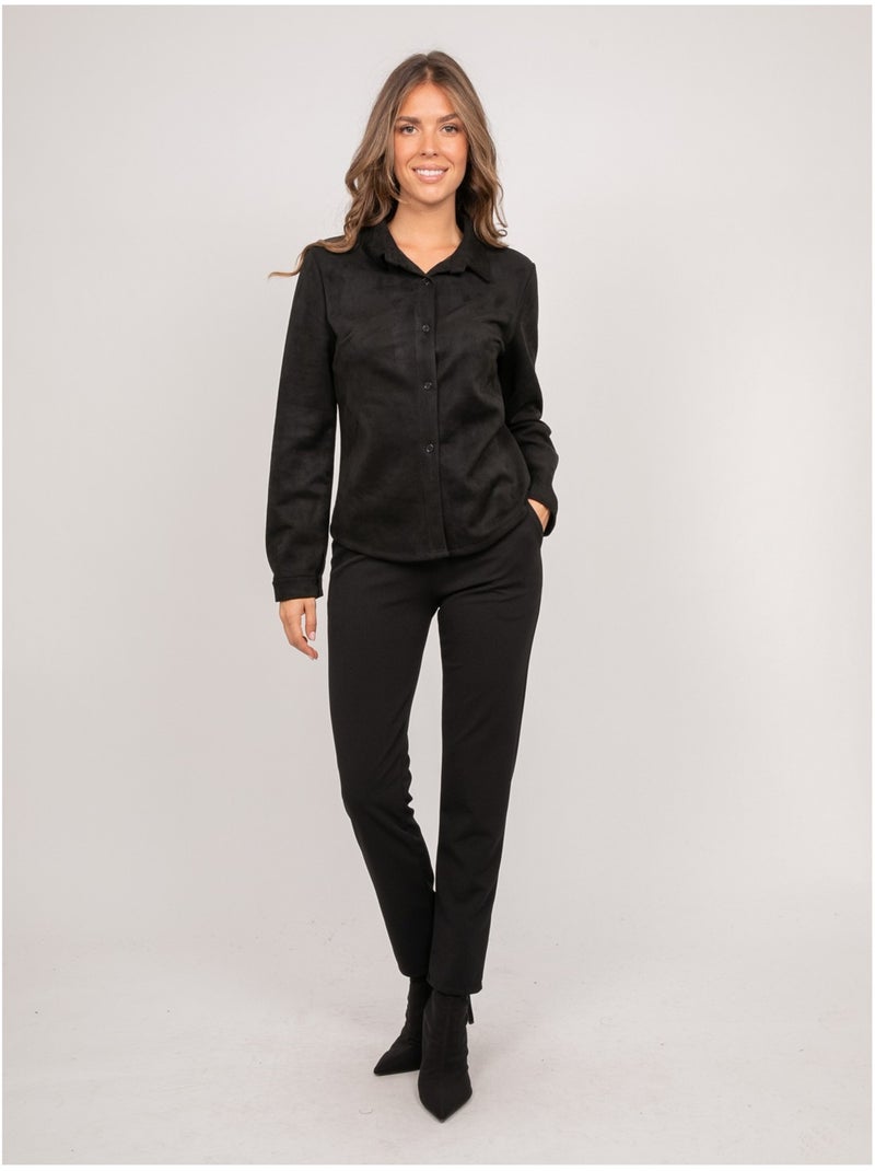 Camicia aderente in scamosciato ologane Nero - Kiabi