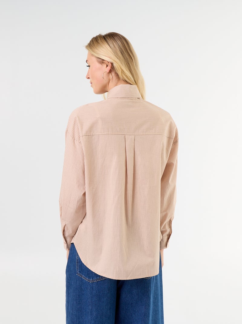 Camicia ampia a maniche lunghe e collo lavallière Beige - Kiabi