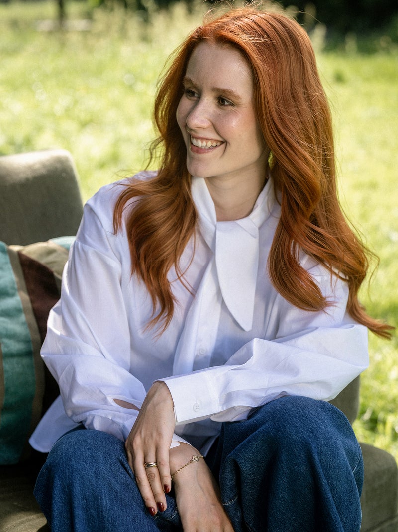 Camicia ampia a maniche lunghe e collo lavallière Bianco - Kiabi