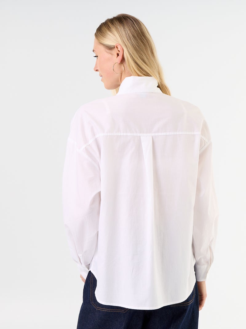 Camicia ampia a maniche lunghe e collo lavallière Bianco - Kiabi