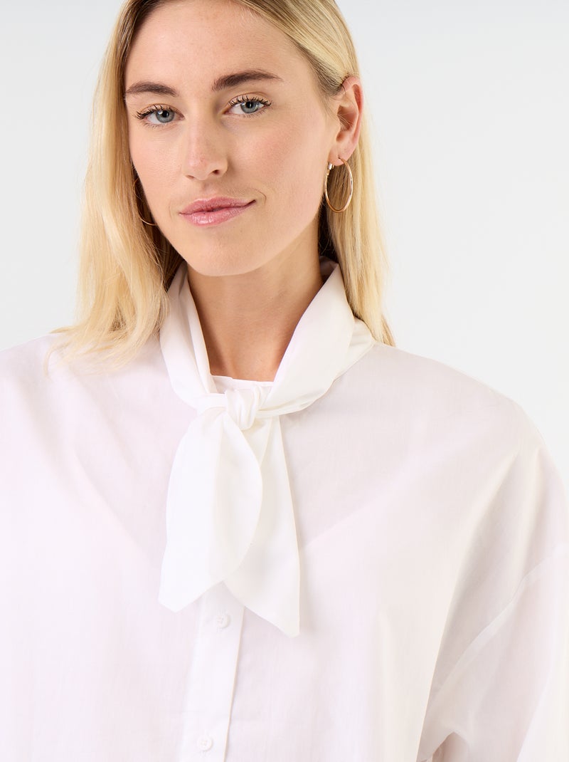Camicia ampia a maniche lunghe e collo lavallière Bianco - Kiabi