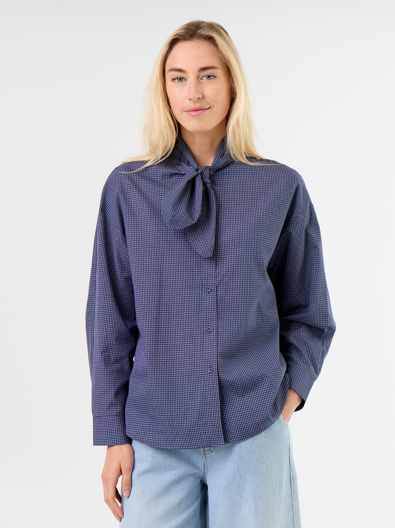 Camicia ampia a maniche lunghe e collo lavallière Blu - Kiabi