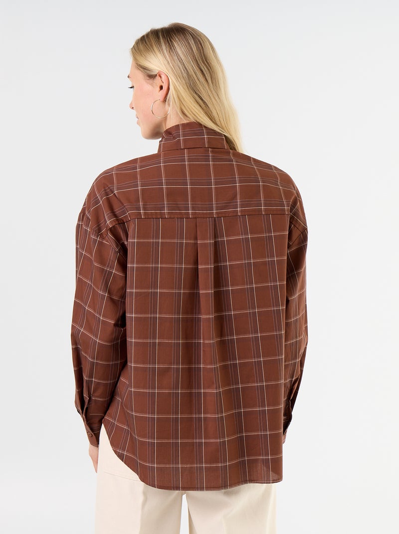 Camicia ampia a maniche lunghe e collo lavallière Marrone - Kiabi