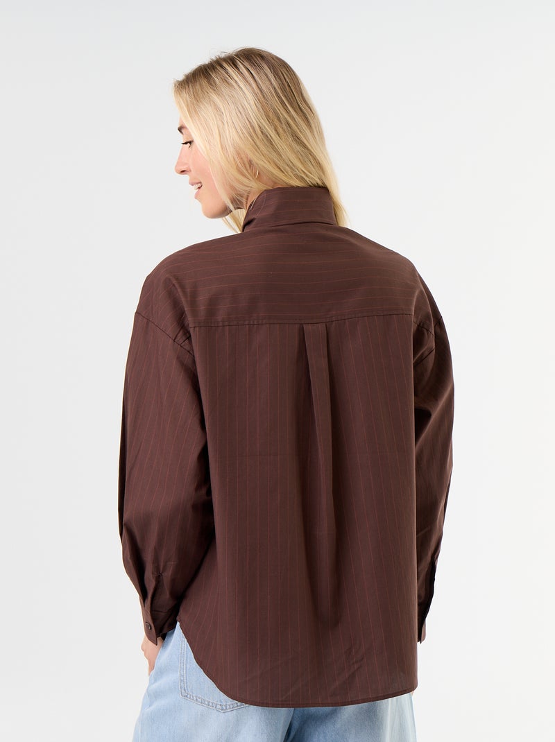 Camicia ampia a maniche lunghe e collo lavallière Marrone - Kiabi