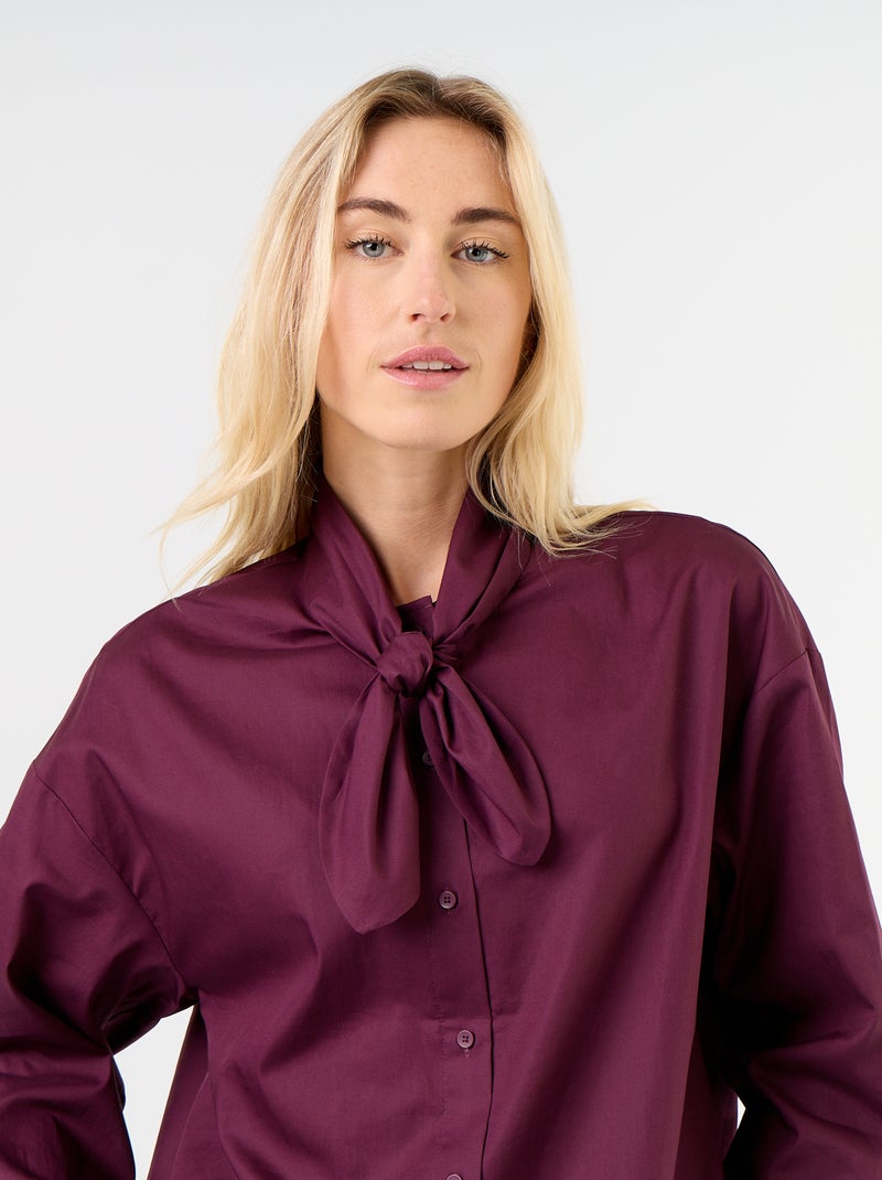 Camicia ampia a maniche lunghe e collo lavallière Rosa - Kiabi