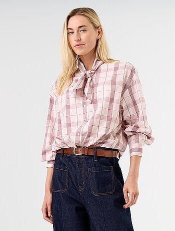 Camicia ampia a maniche lunghe e collo lavallière