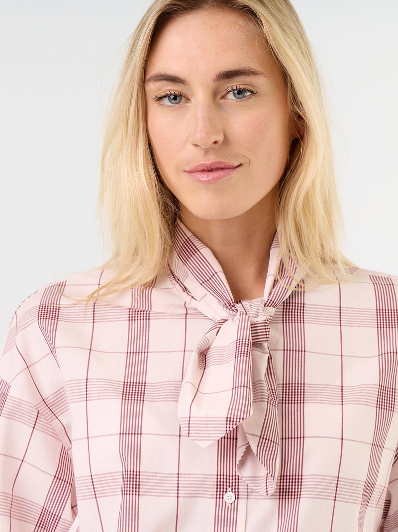 Camicia ampia a maniche lunghe e collo lavallière Rosa - Kiabi