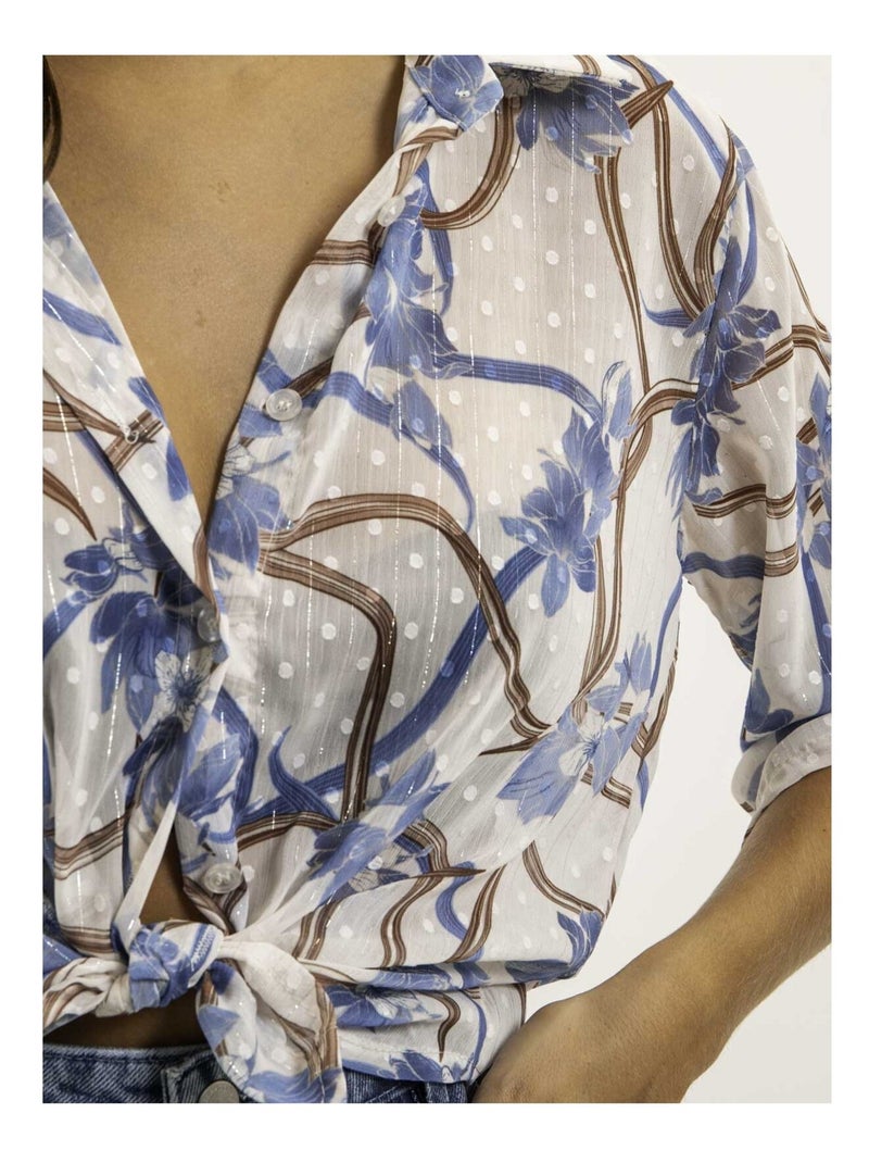 Camicia annodata con motivi OBERDA Blu - Kiabi