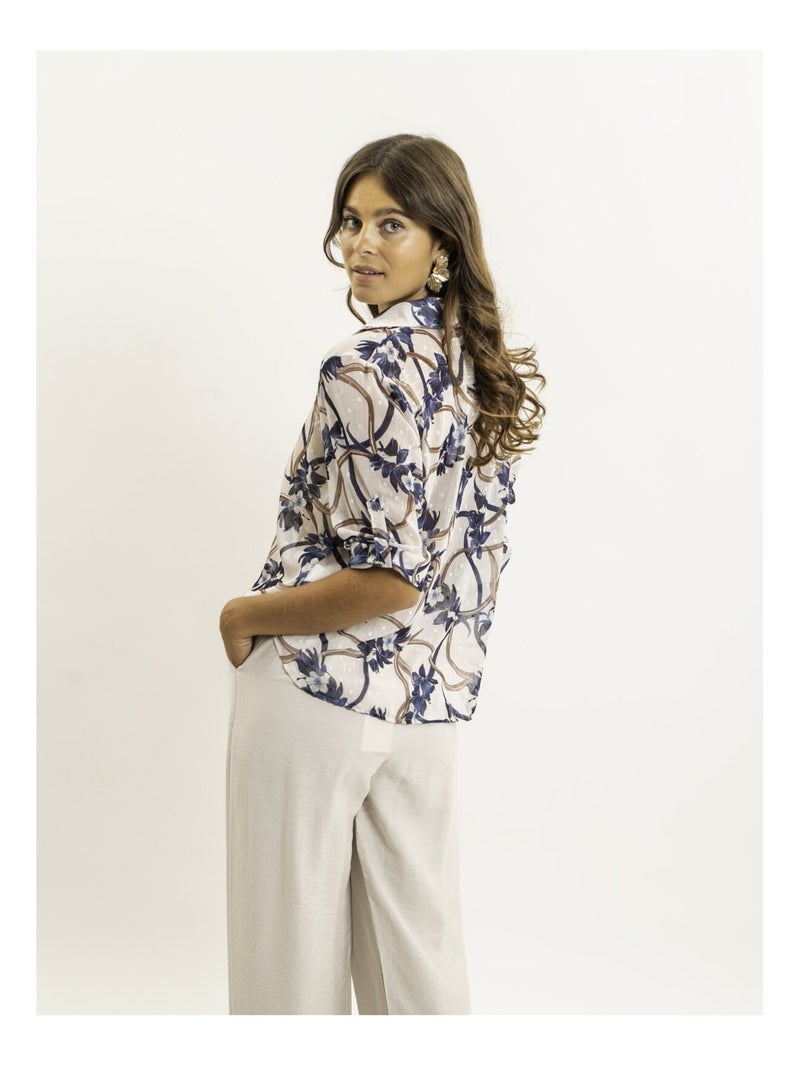 Camicia annodata con motivi OBERDA Blu marino - Kiabi