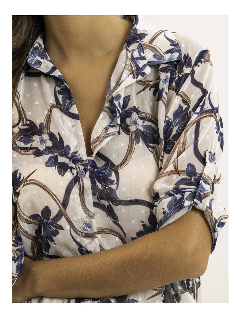 Camicia annodata con motivi OBERDA Blu marino - Kiabi