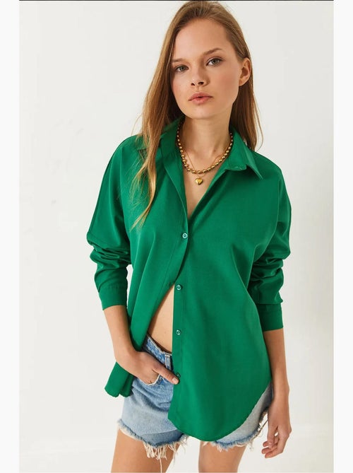 Camicia basic a maniche lunghe con chiusura a bottoni lucci - Kiabi Camicia basic a maniche lunghe con chiusura a bottoni lucci - Kiabi