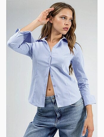 Camicia basic a righe aderente hiccup