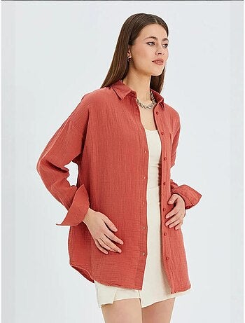 Camicia basic oversize in mussola mixray