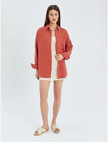 Camicia basic oversize in mussola mixray